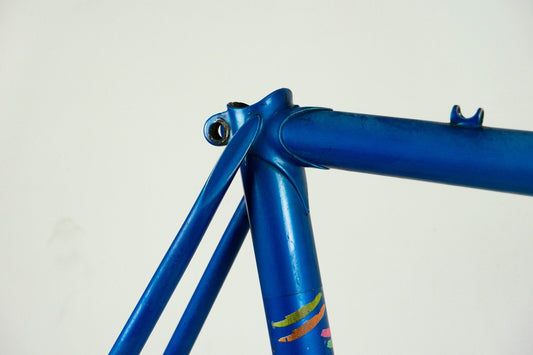 VINTAGE FRAME SET 59 58 STEEL ROAD BIKE CAMPAGNOLO 700c BLUE CHROMED GPM OLD 70S