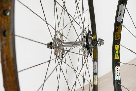 CAMPAGNOLO RECORD HIGH FLANGE TRACK WHEELS 700c 28" TUBULAR BIKE VINTAGE 60S 70S