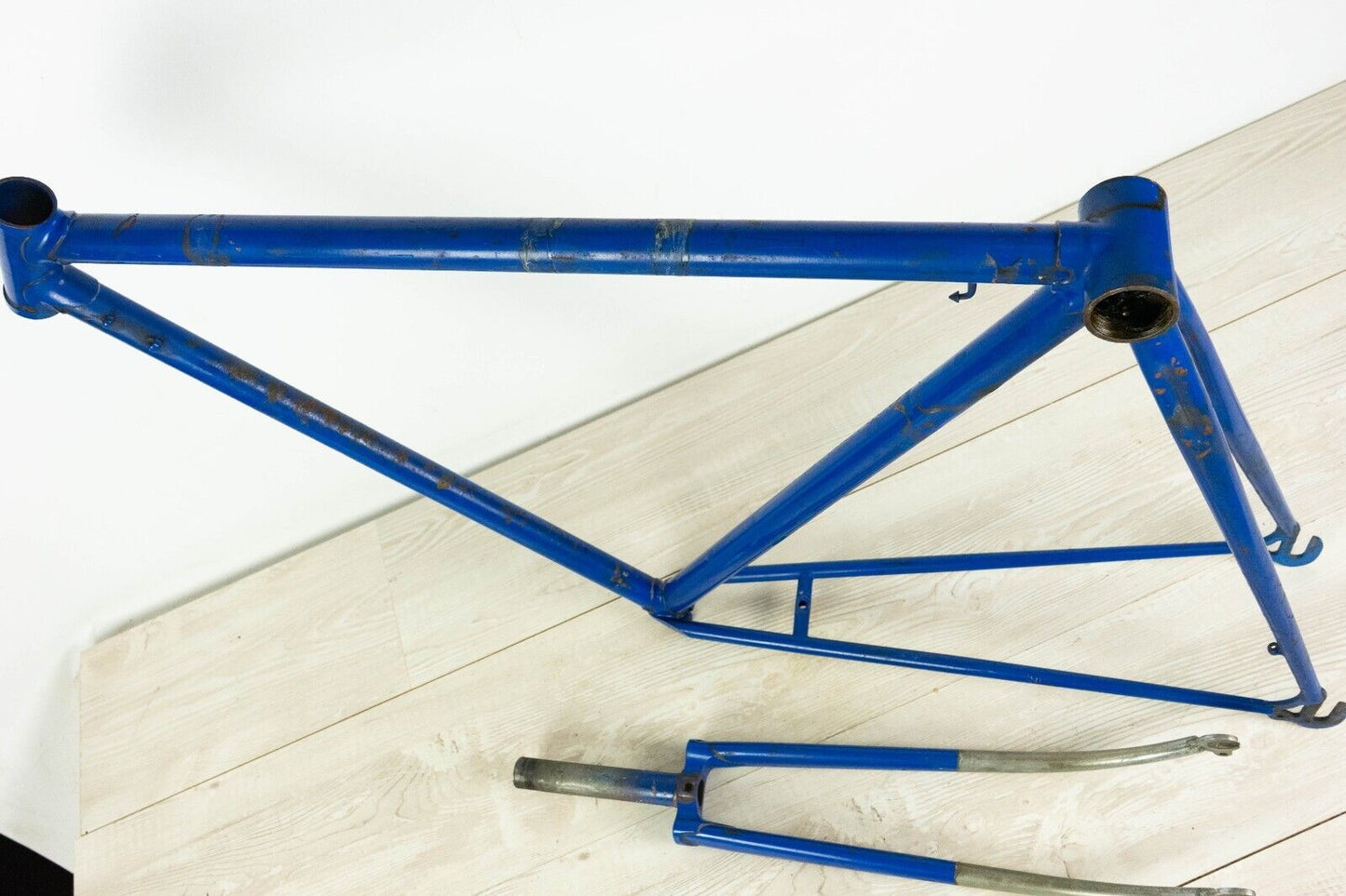 VINTAGE FRENCH 52 STEEL FRAME SET 60S OLD ROAD BIKE BICYCLE SPORT 50S BLUE SMALL