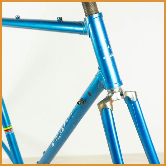 VOLTA VINTAGE FRAME SET 55 56  STEEL ROAD BIKE CAMPAGNOLO BLUE OLD REYNOLDS 70S