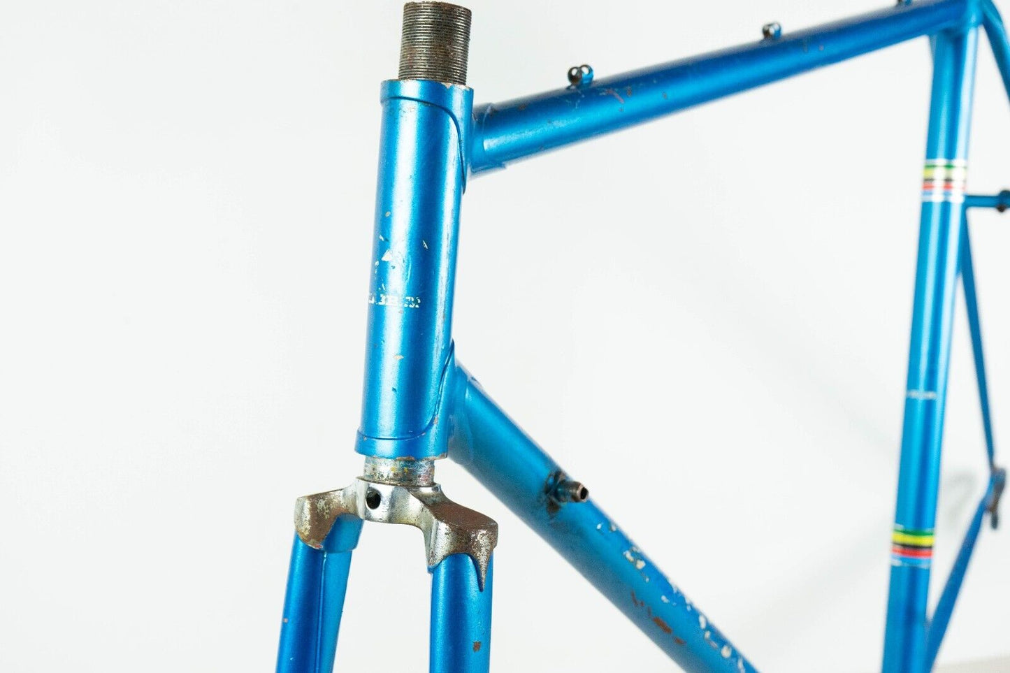 VOLTA VINTAGE FRAME SET 55 56  STEEL ROAD BIKE CAMPAGNOLO BLUE OLD REYNOLDS 70S