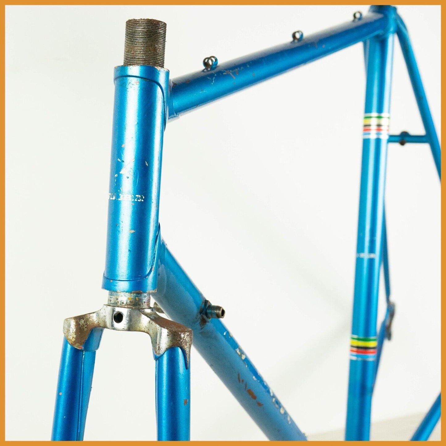 VOLTA VINTAGE FRAME SET 55 56  STEEL ROAD BIKE CAMPAGNOLO BLUE OLD REYNOLDS 70S