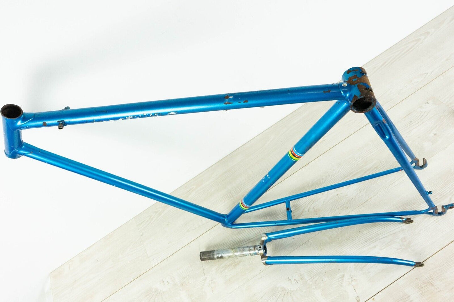 VOLTA VINTAGE FRAME SET 55 56  STEEL ROAD BIKE CAMPAGNOLO BLUE OLD REYNOLDS 70S