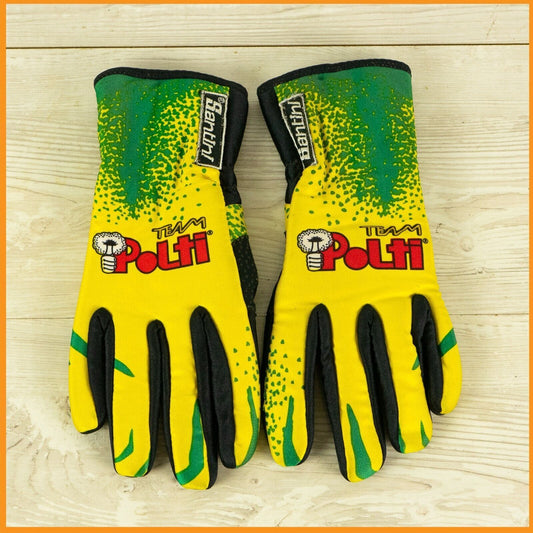 TEAM POLTI FAUSTO COPPI VINTAGE GLOVES CYCLING ROAD BIKE WINTER MEDIUM M 90S